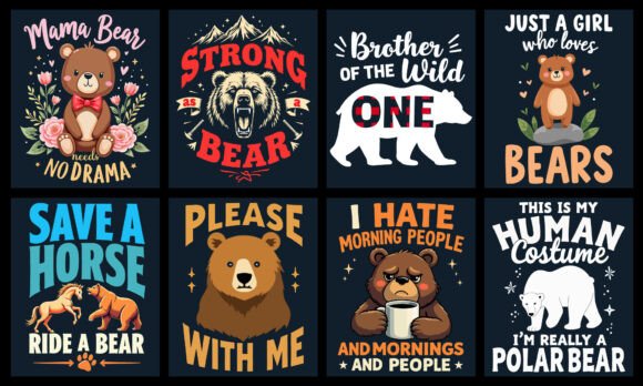 Bear T-Shirt Design Bundle Review for Graphics and T-Shirt Designs