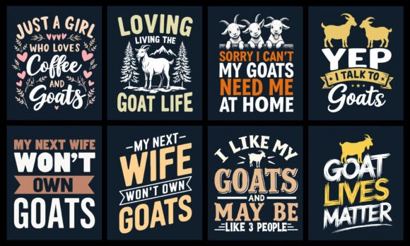 Goat T- Shirt Design Bundle: Graphics for T-Shirt Designs