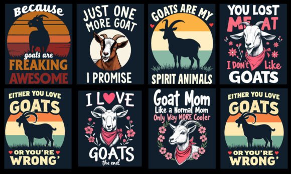 Goat T-Shirt Design Bundle: Modern Graphics for T-Shirt Designs