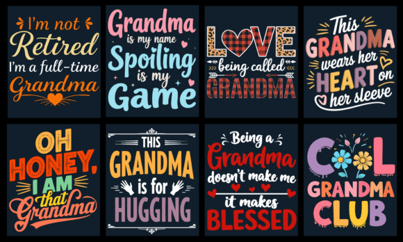 Grandma T-Shirt Design Bundle for T-Shirt Designs and Graphics
