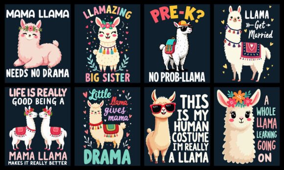 LLama T-Shirt Design Bundle for Local Business Branding