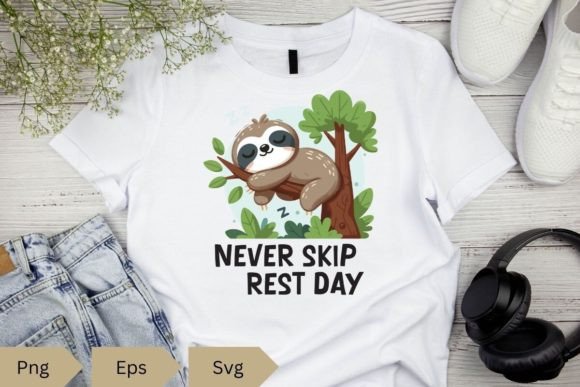 NEVER SKIP REST DAY Funny Lazy Sloth Svg Graphics and T-Shirt Designs