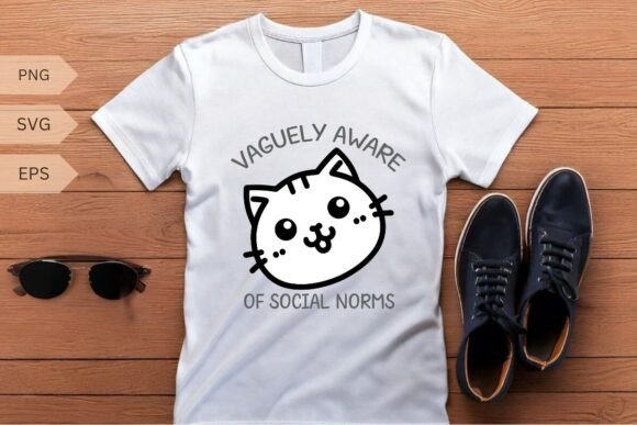 Vaguely Aware of Social Norms Cat Vector Graphics for T-Shirt Designs