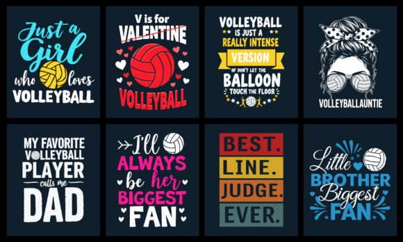 Volleyball T-Shirt Design Bundle: Graphics for Blog and Web Use